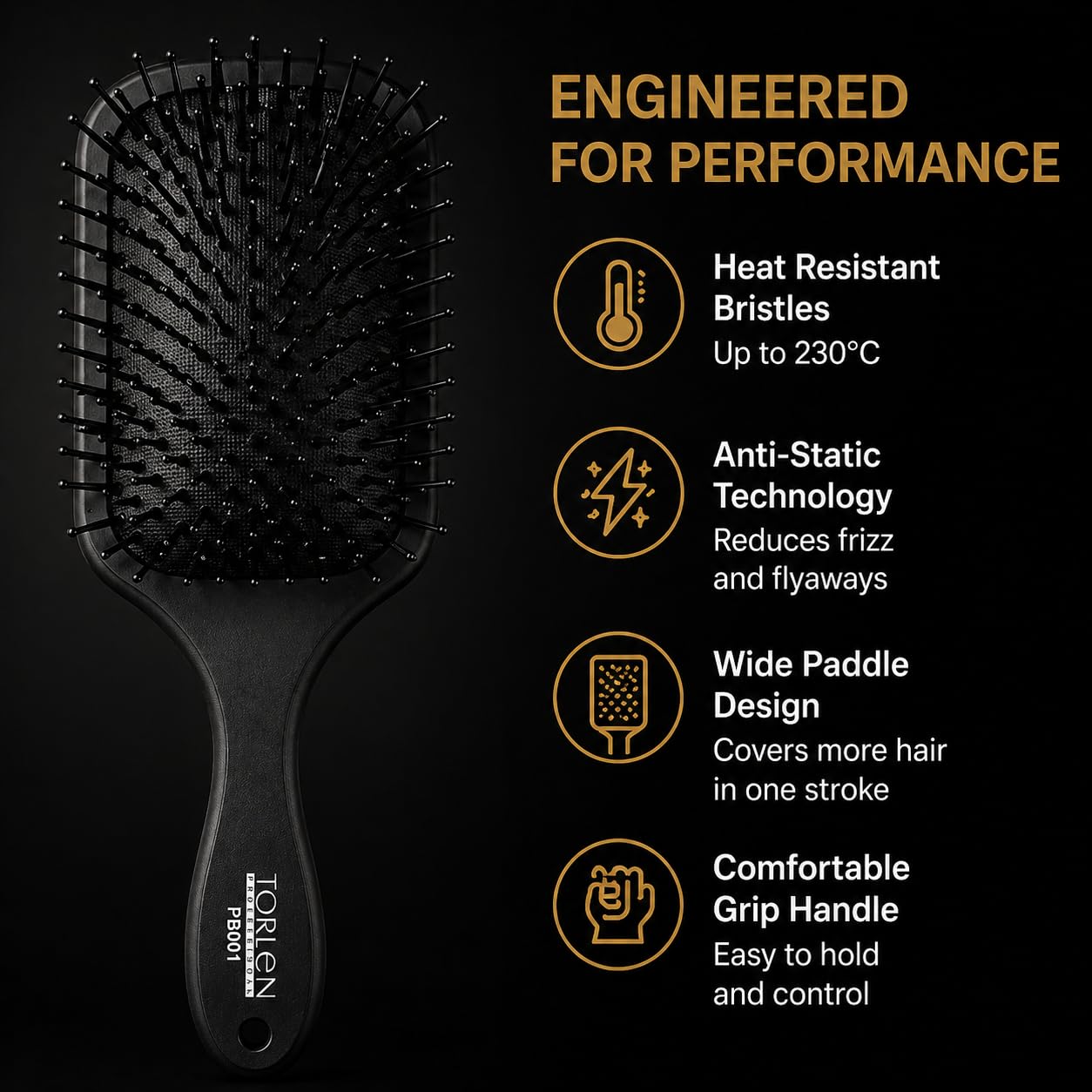 TORLEN Professional Paddle Hair Brush PB001