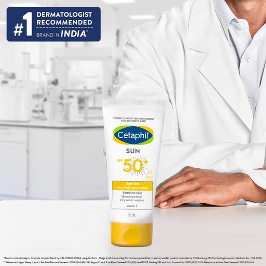 Cetaphil Sun SPF 50+ Light Gel Very High Protection Mineral Base for All Skin Types, Sensitive Skin