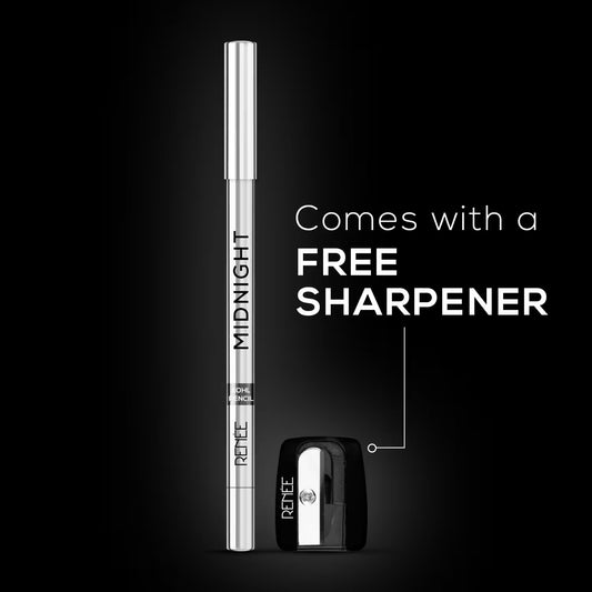Renee Cosmetics Midnight Kohl Pencil, Waterproof, Smudge-proof, All-Day Kajal with Sharpener