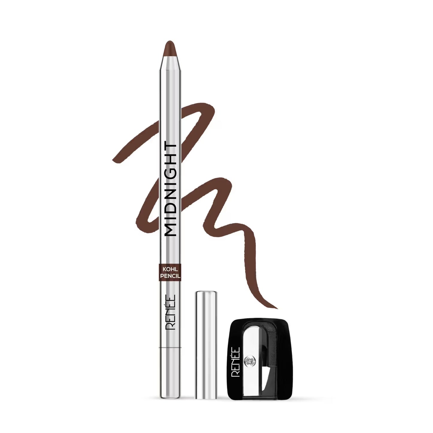 Renee Cosmetics Midnight Kohl Pencil, Waterproof, Smudge-proof, All-Day Kajal with Sharpener
