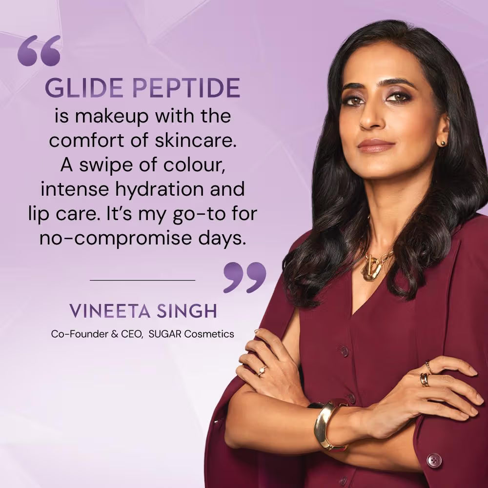 SUGAR Glide Peptide Serum Lipstick with Vitamin E |1 Swipe Full Coverage
