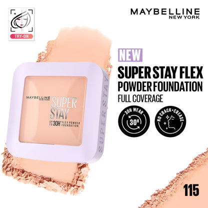 Maybelline New York Super Stay Flex Powder Foundation Compact-30H Full Cover-for Oily Skin