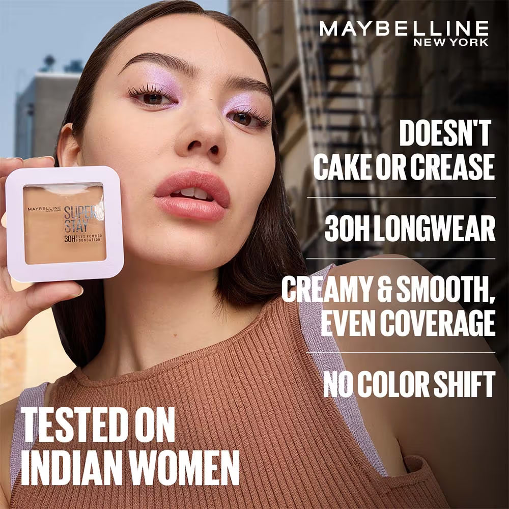 Maybelline New York Super Stay Flex Powder Foundation Compact-30H Full Cover-for Oily Skin