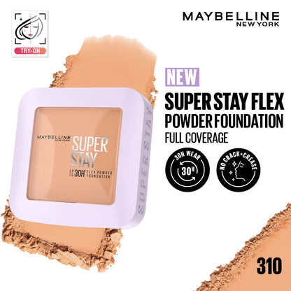 Maybelline New York Super Stay Flex Powder Foundation Compact-30H Full Cover-for Oily Skin