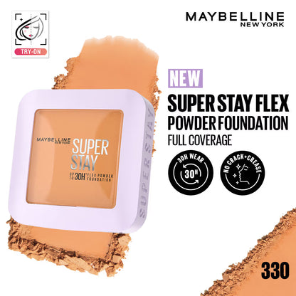 Maybelline New York Super Stay Flex Powder Foundation Compact-30H Full Cover-for Oily Skin