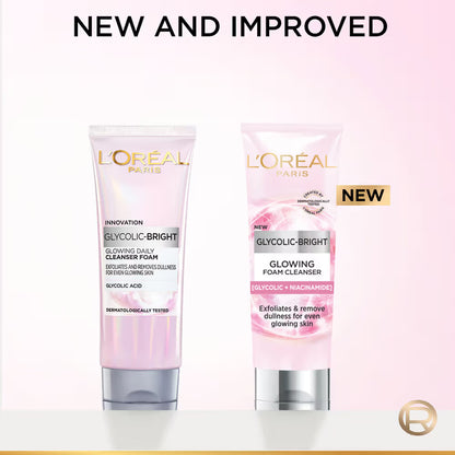 L'Oreal Paris Glycolic Bright Daily Foaming Face Cleanser With Glycolic Acid For Dull Skin