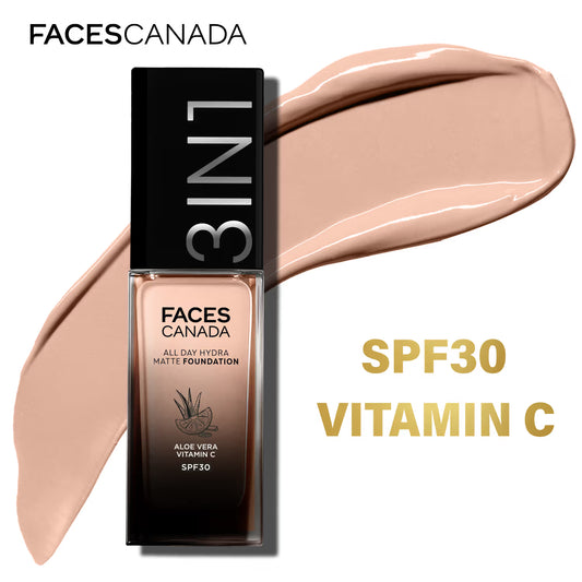 Faces Canada 3In1 All Day Hydra Matte Foundation + Moisturizer + SPF 30