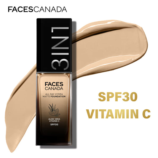 Faces Canada 3In1 All Day Hydra Matte Foundation + Moisturizer + SPF 30
