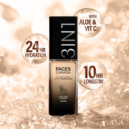 Faces Canada 3In1 All Day Hydra Matte Foundation + Moisturizer + SPF 30