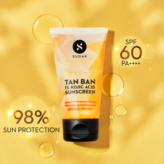 SUGAR Tan Ban 1% Kojic Acid Sunscreen Lightweight Cream SPF 60 PA++++