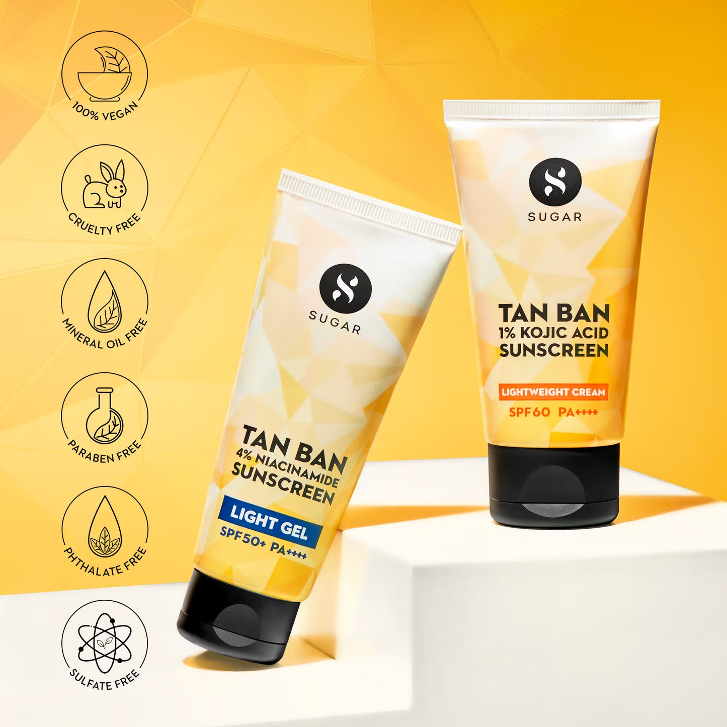 SUGAR Tan Ban 1% Kojic Acid Sunscreen Lightweight Cream SPF 60 PA++++