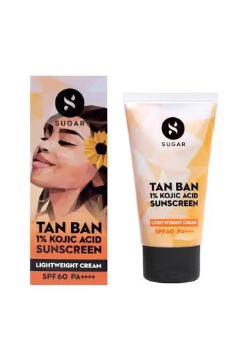SUGAR Tan Ban 1% Kojic Acid Sunscreen Lightweight Cream SPF 60 PA++++