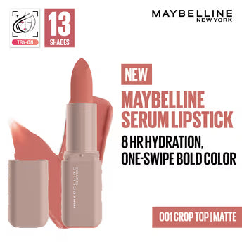 Maybelline Serum Matte Lipstick - 8Hr hydration, One-Swipe Bold Color