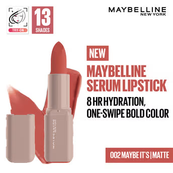 Maybelline Serum Matte Lipstick - 8Hr hydration, One-Swipe Bold Color