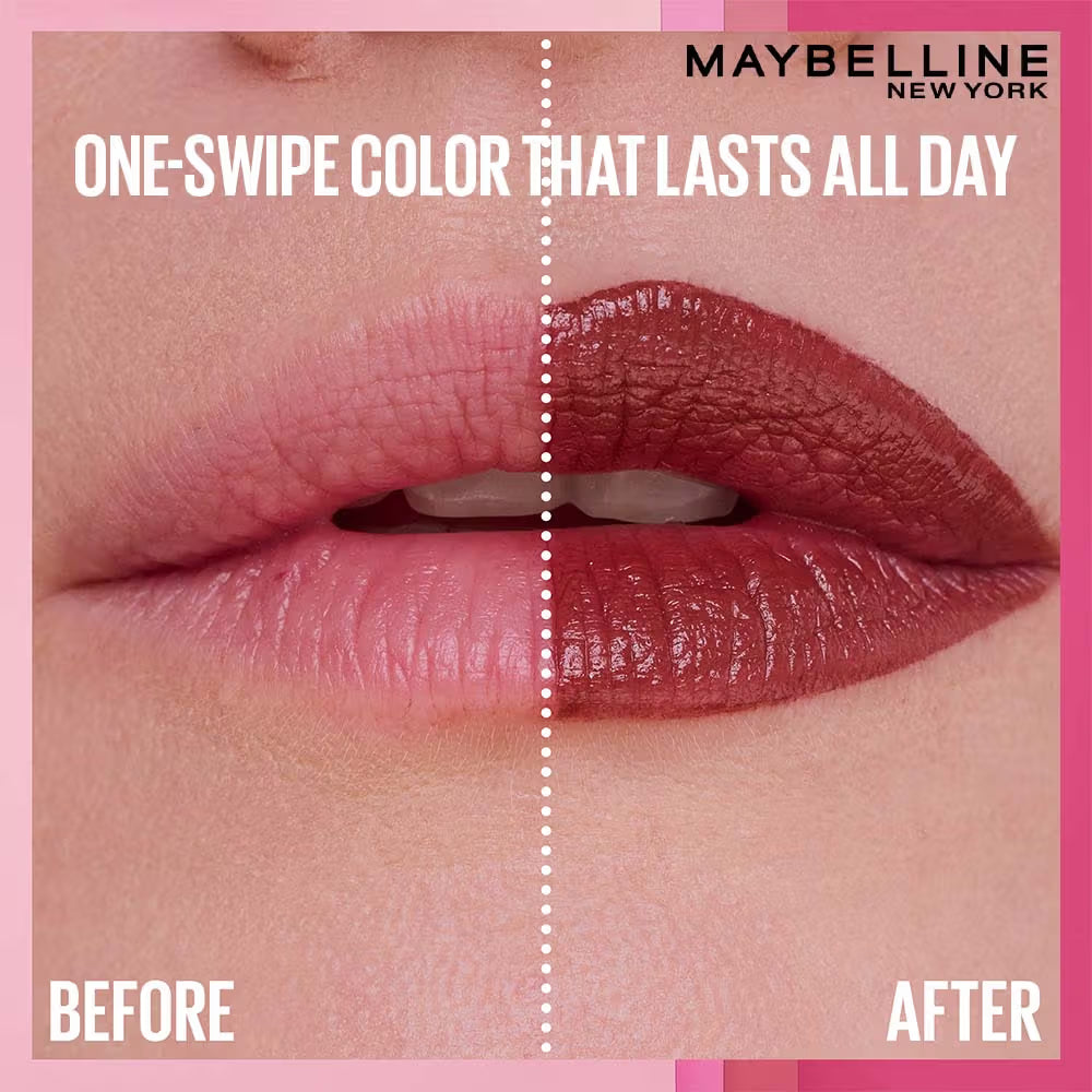 Maybelline Serum Matte Lipstick - 8Hr hydration, One-Swipe Bold Color