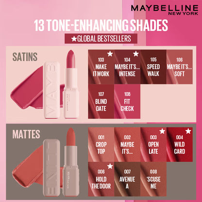 Maybelline Serum Matte Lipstick - 8Hr hydration, One-Swipe Bold Color