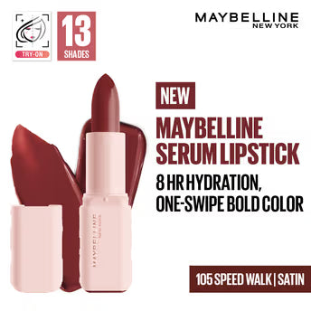 Maybelline Serum Matte Lipstick - 8Hr hydration, One-Swipe Bold Color