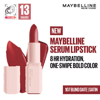 Maybelline Serum Matte Lipstick - 8Hr hydration, One-Swipe Bold Color