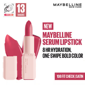 Maybelline Serum Matte Lipstick - 8Hr hydration, One-Swipe Bold Color