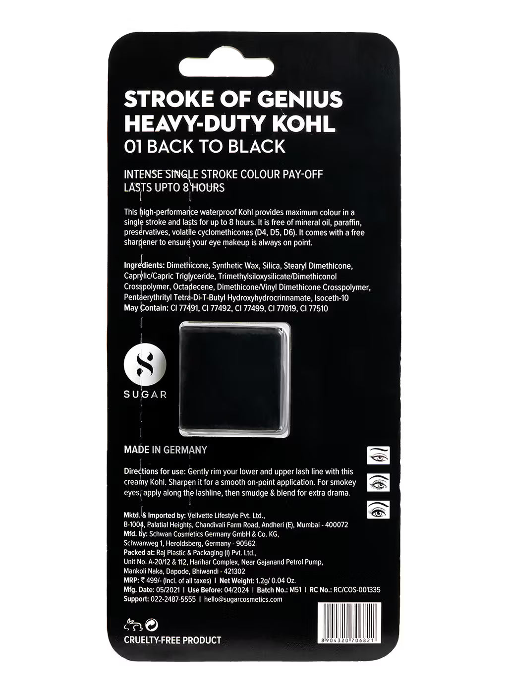 SUGAR Stroke Of Genius Heavy Duty Kohl With Free Sharpener