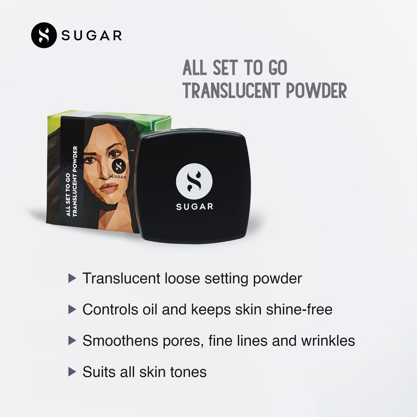 SUGAR All Set To Go Translucent Powder For Face|Setting Loose Powder |Lightweight| Matte Finish