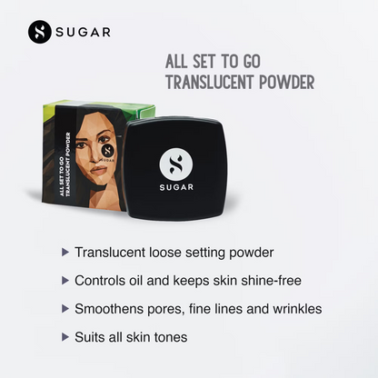 SUGAR All Set To Go Translucent Powder For Face|Setting Loose Powder |Lightweight| Matte Finish
