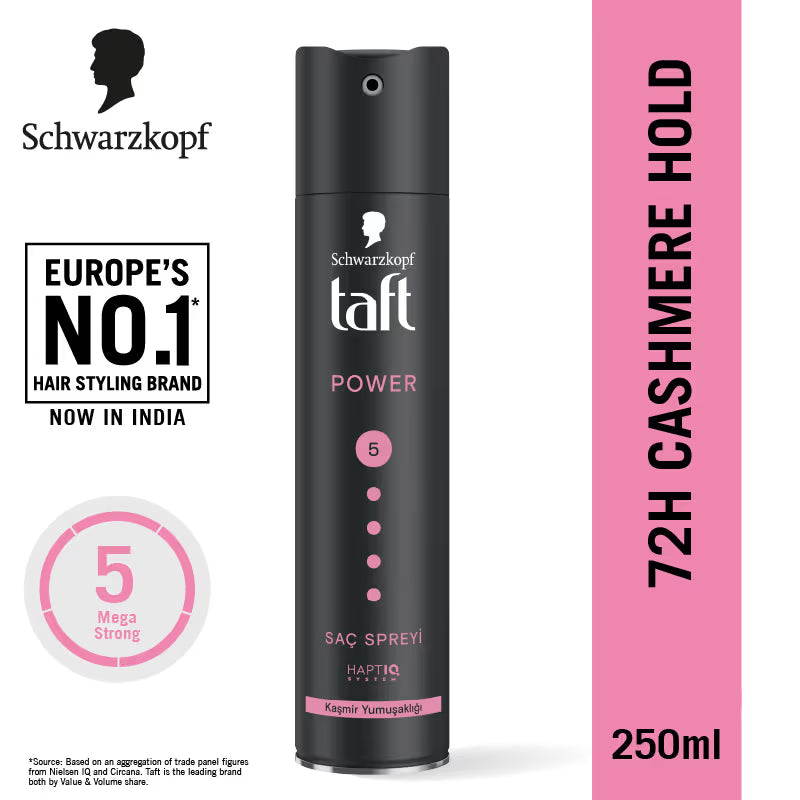Schwarzkopf TAFT Power Hold 5 Hair Spray for Heat Protection, Gives Cashmere like Softness
