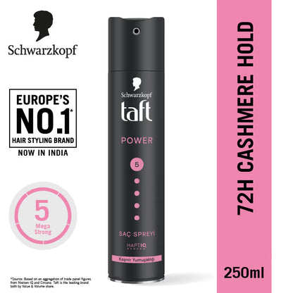 Schwarzkopf TAFT Power Hold 5 Hair Spray for Heat Protection, Gives Cashmere like Softness