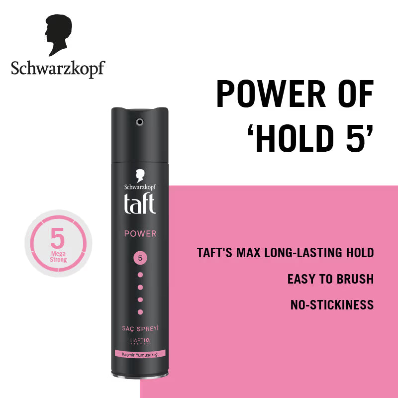 Schwarzkopf TAFT Power Hold 5 Hair Spray for Heat Protection, Gives Cashmere like Softness