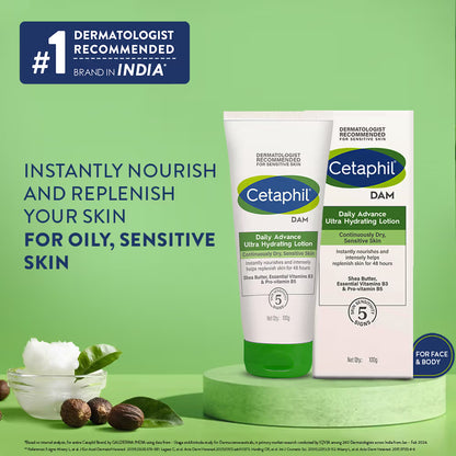 Cetaphil DAM Daily Advance Ultra Hydrating Lotion with Shea Butter & Niacinamide for Sensitive Skin