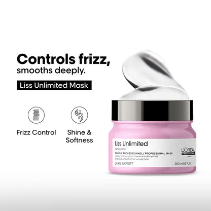 L'Oréal Professionnel Liss Unlimited Mask, Upto 96 hours of frizz control, With Pro-Keratin
