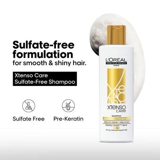 L'Oreal Professionnel Xtenso Care Sulfate-Free Shampoo, Frizz-Free & Shiny Hair With Pro-Keratin