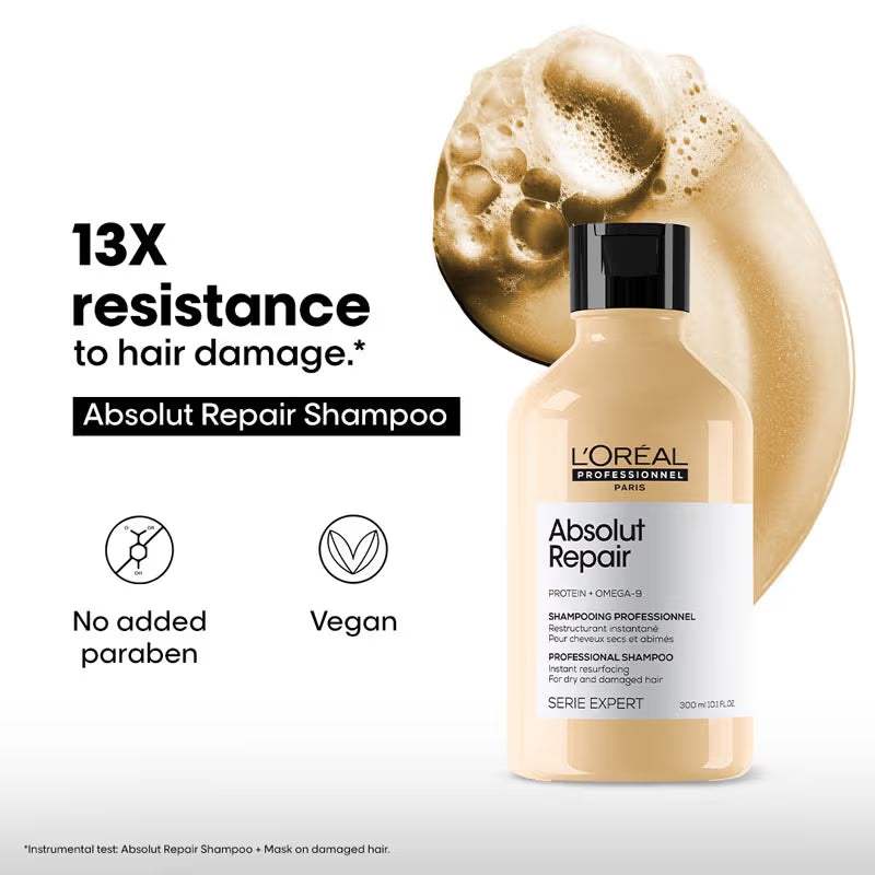 L'Oréal Professionnel Absolut Repair Shampoo For Dry and Damaged Hair With Protein & Omega-9