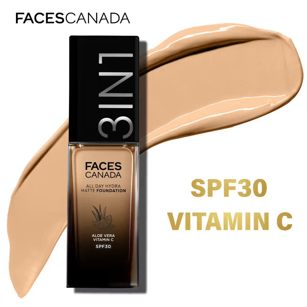 Faces Canada 3In1 All Day Hydra Matte Foundation + Moisturizer + SPF 30