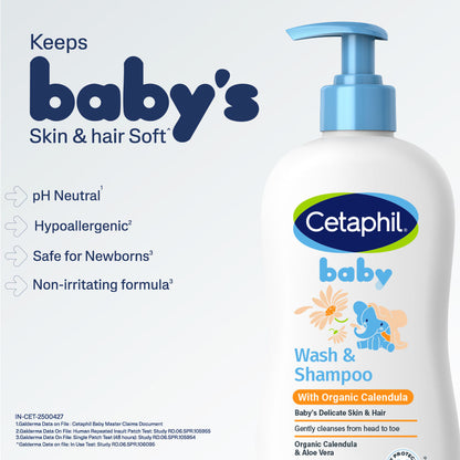 Cetaphil Baby Wash & Shampoo with Organic Calendula(400ML)