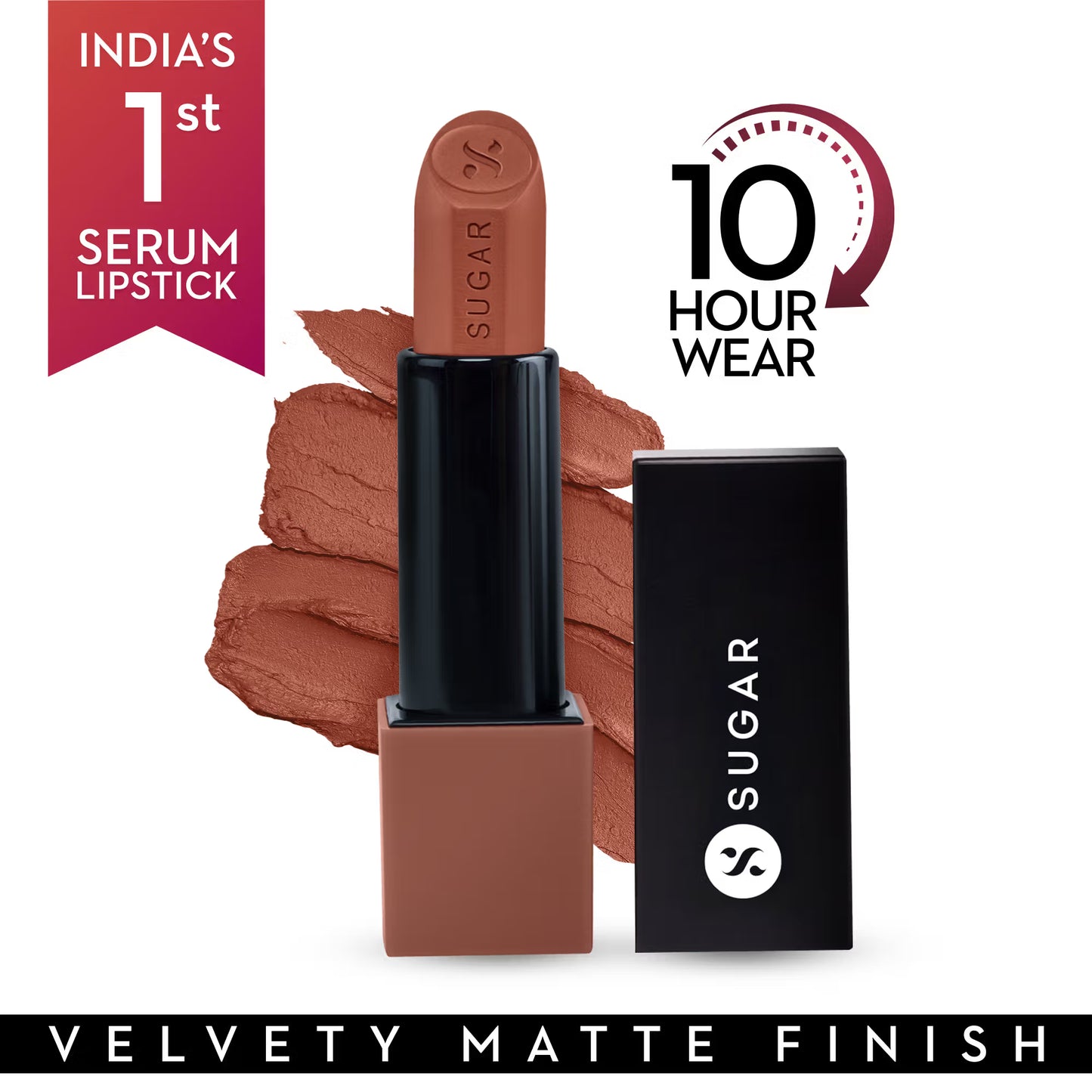 SUGAR Glide Peptide Serum Lipstick with Vitamin E |1 Swipe Full Coverage