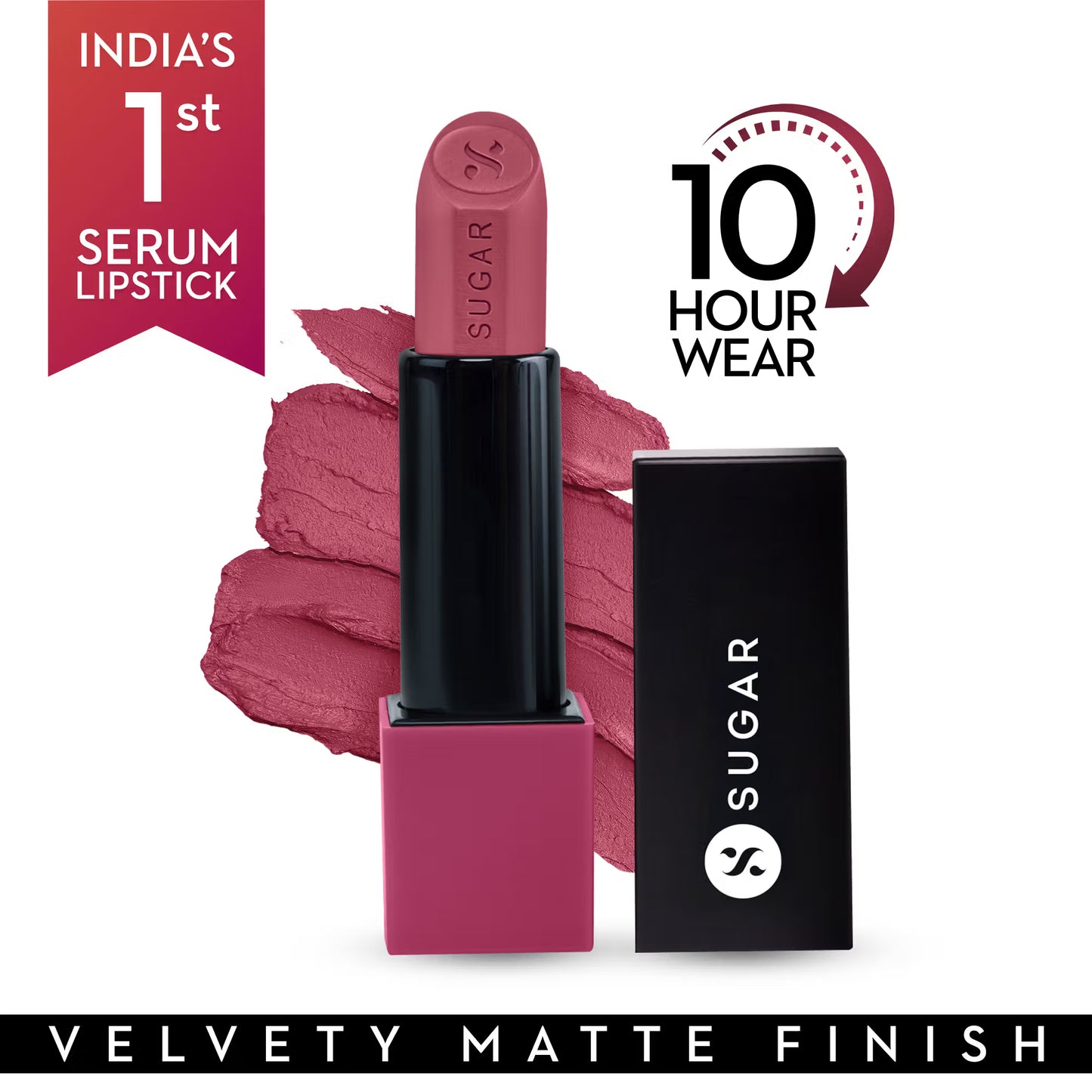 SUGAR Glide Peptide Serum Lipstick with Vitamin E |1 Swipe Full Coverage