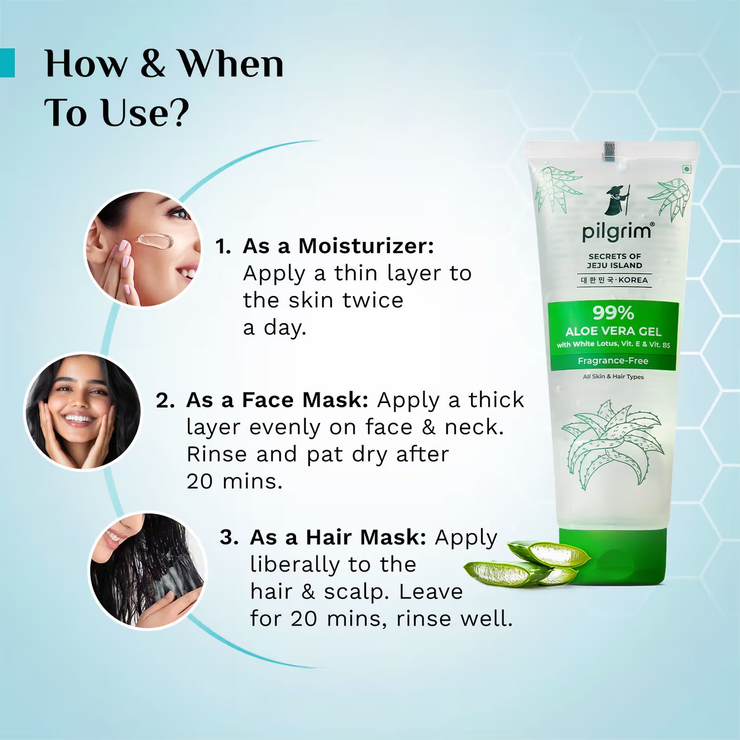 Pilgrim Aloe Vera Gel with Vitamin E For Glowing Skin & Hair