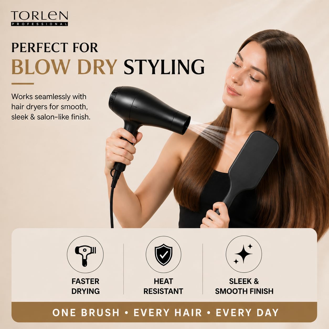 TORLEN Professional Paddle Hair Brush PB001