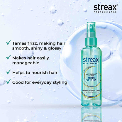 Streax Professional Vitariche Gloss Hair Serum for Frizz Control & Shine with Vitamin E
