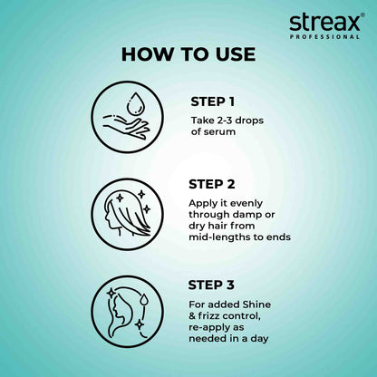 Streax Professional Vitariche Gloss Hair Serum for Frizz Control & Shine with Vitamin E