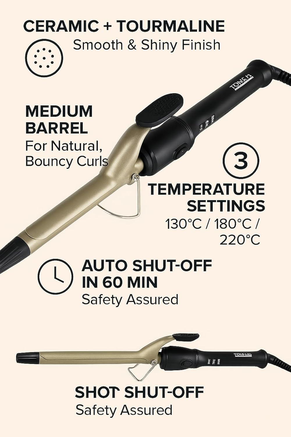 TORLEN PROFESSIONAL Hair Curler Iron 19mm