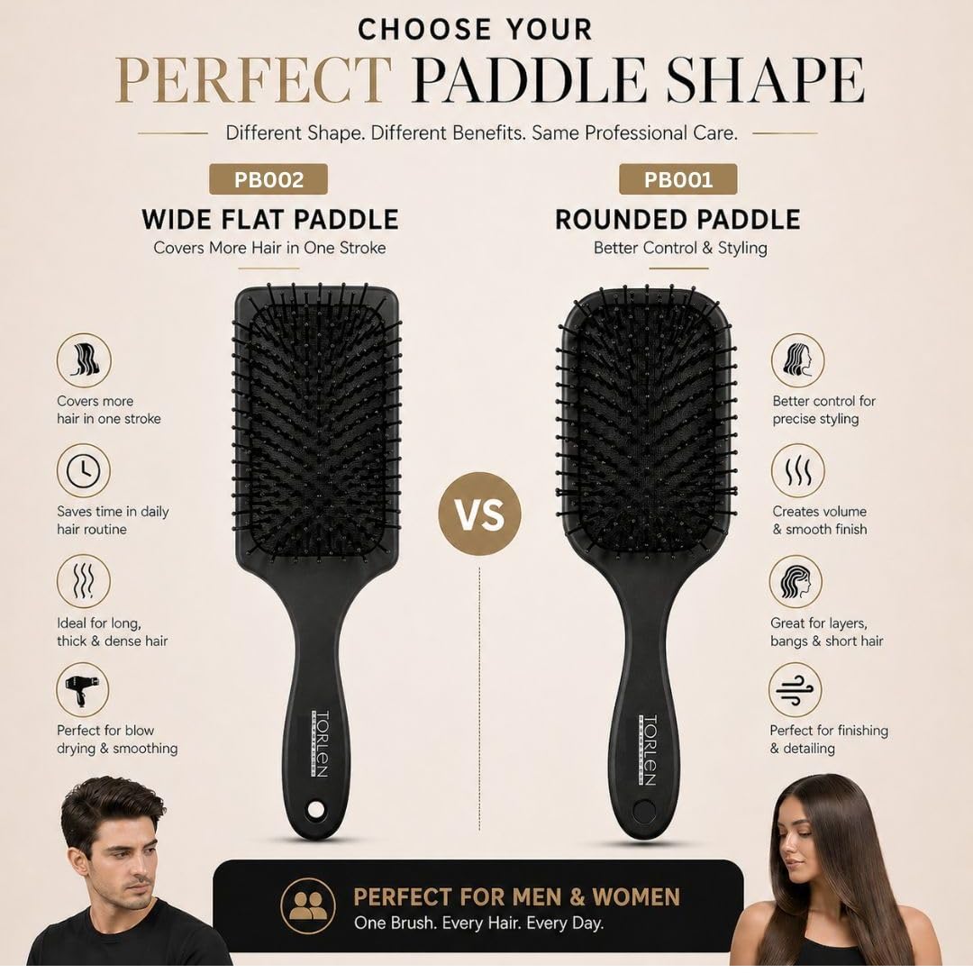 TORLEN Professional Paddle Hair Brush PB001