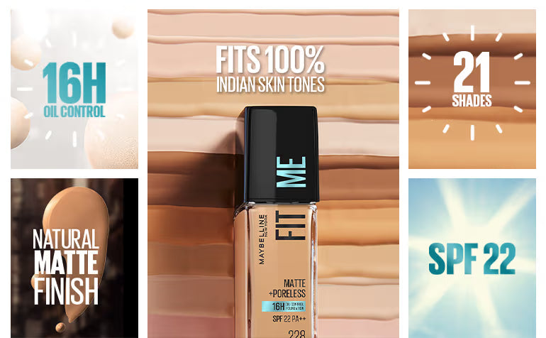 Maybelline New York Fit Me Matte+Poreless 16H Oil Control Foundation With SPF 22 PA++