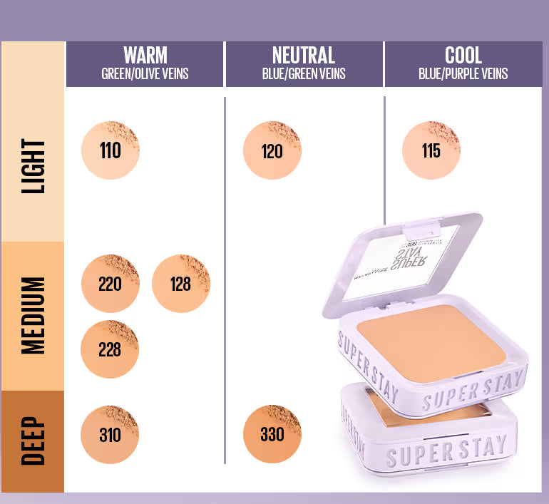 Maybelline New York Super Stay Flex Powder Foundation Compact-30H Full Cover-for Oily Skin