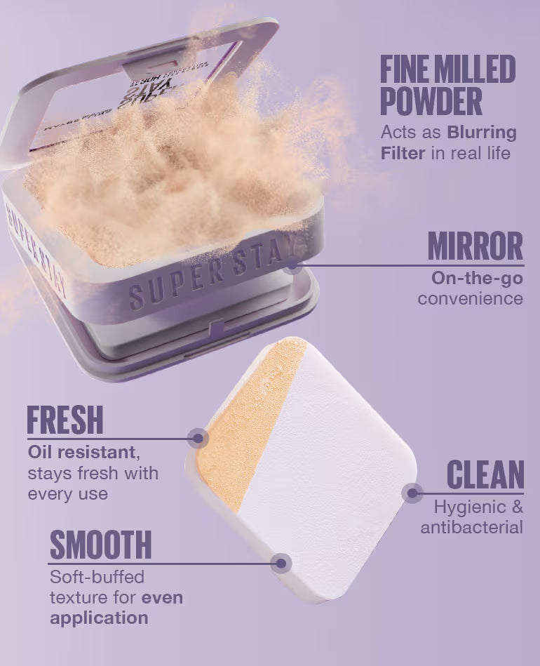 Maybelline New York Super Stay Flex Powder Foundation Compact-30H Full Cover-for Oily Skin