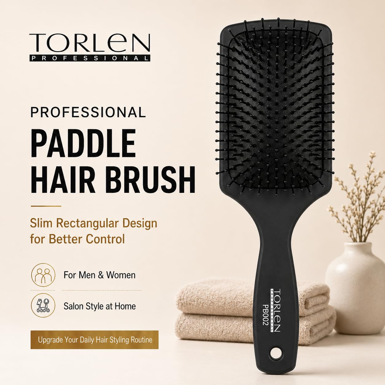 TORLEN Professional Paddle Hairbrush PB002
