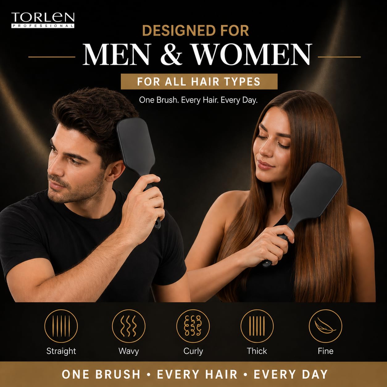 TORLEN Professional Paddle Hair Brush PB001