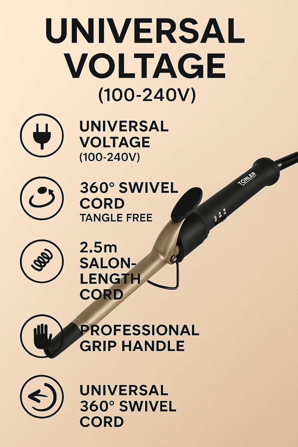TORLEN PROFESSIONAL Hair Curler Iron 19mm