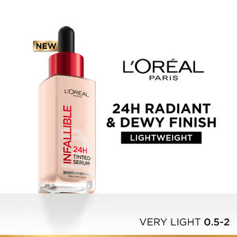 L’Oreal Paris Infallible 24H Tinted Serum Foundation, Lightweight, Dewy & Radiant